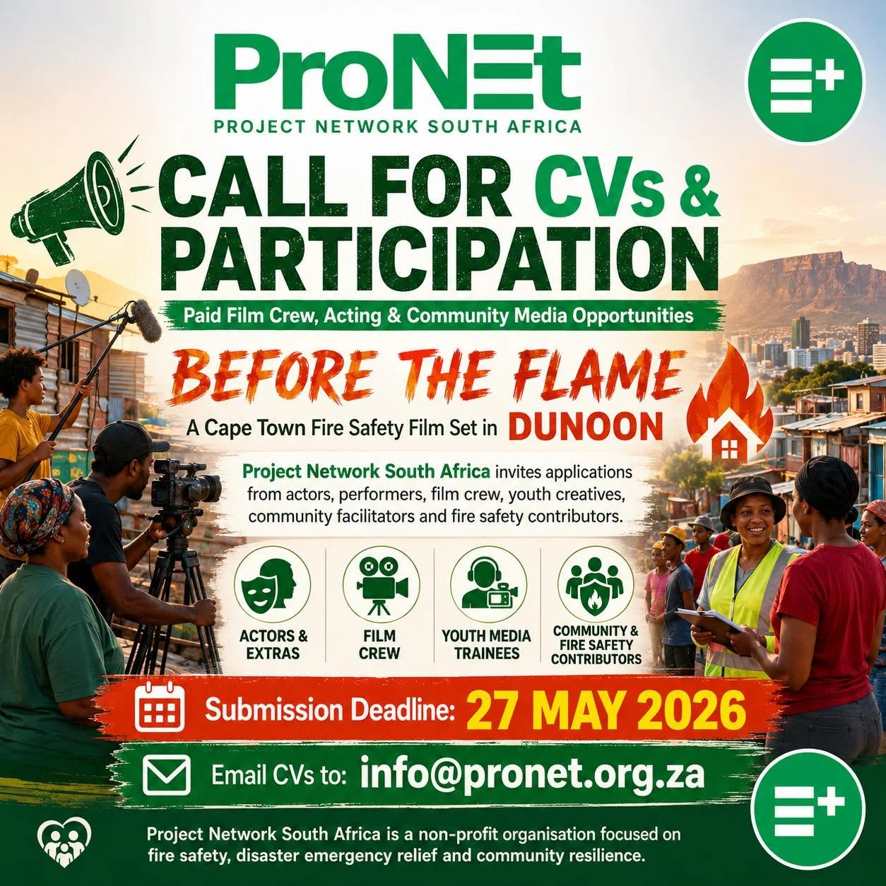 ProNet South Africa Before the Flame film participation poster for Dunoon